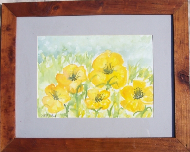 framed flowers watercolor painting